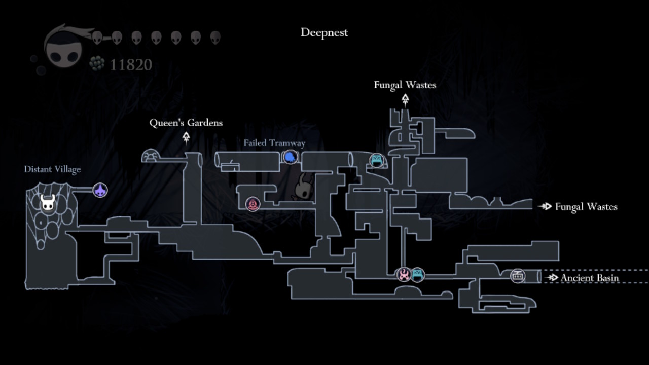 A screenshot showing Deepnest pinned on the Hollow Knight map