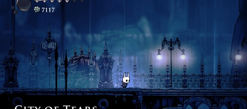 A screenshot of the Knight walking in the City of Tears