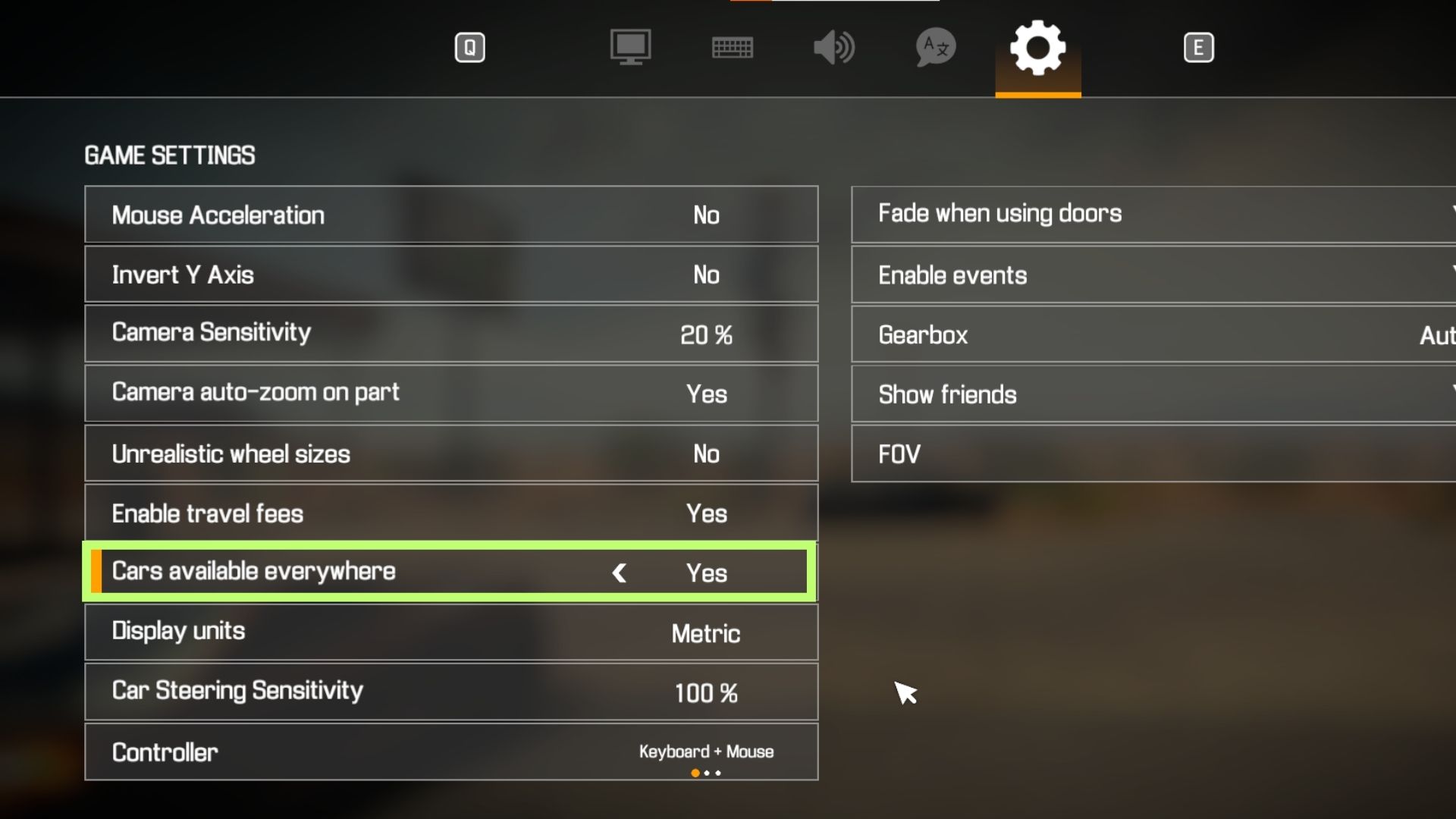 You can turn on Cars available everywhere in the settings menu in Car Mechanic Simulator. 