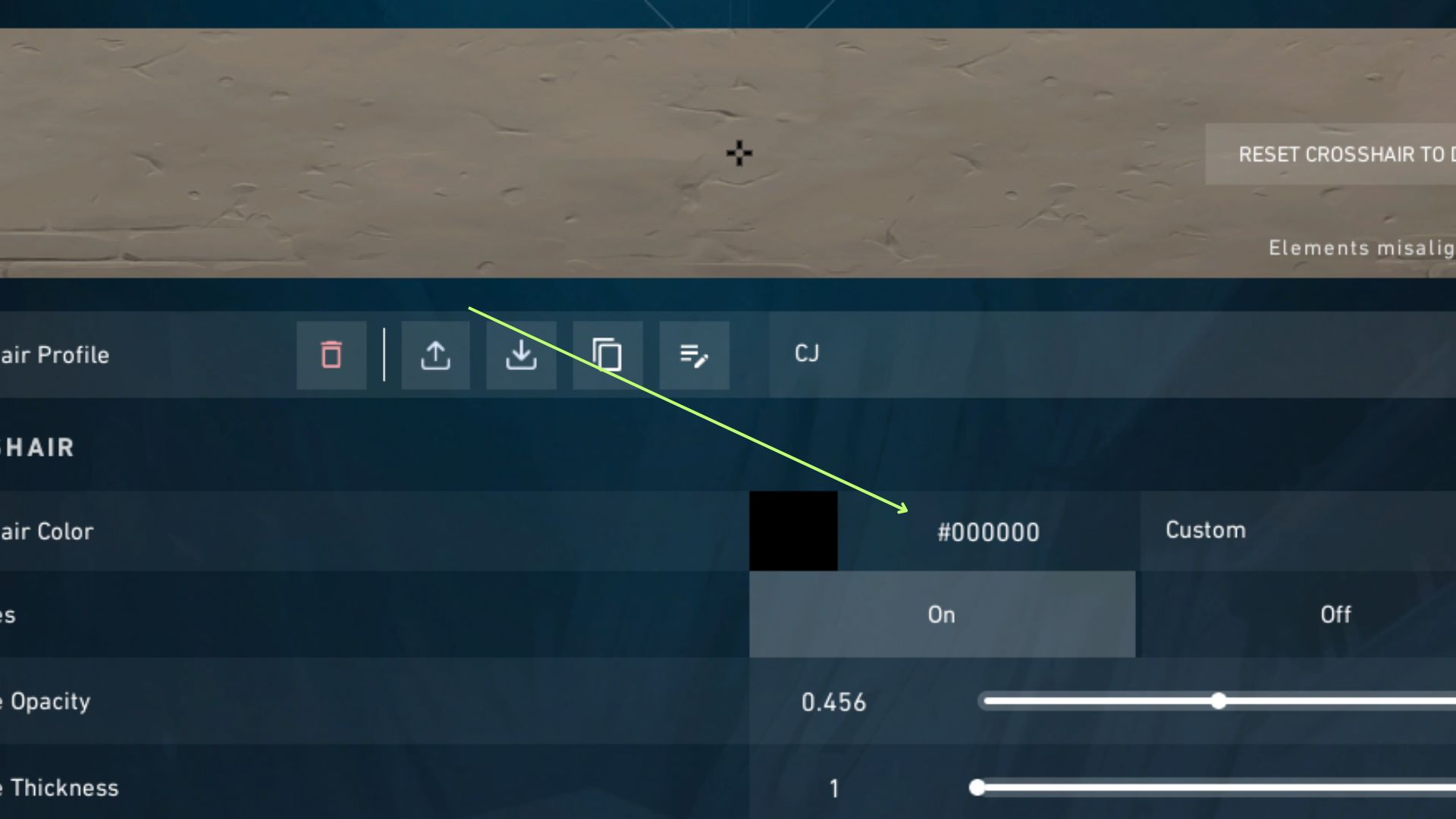 Change the color code to get a black crosshair.