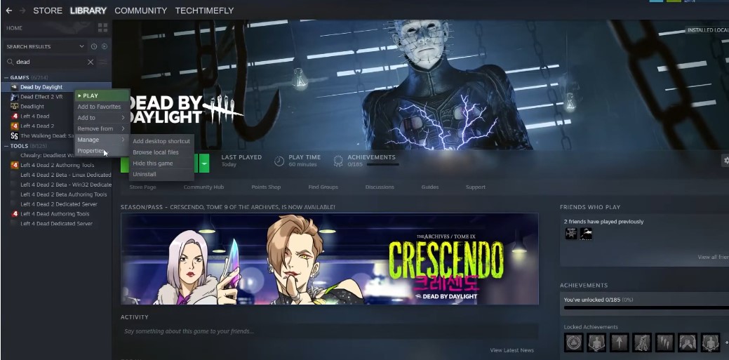 A screenshot showing the Steam Library page