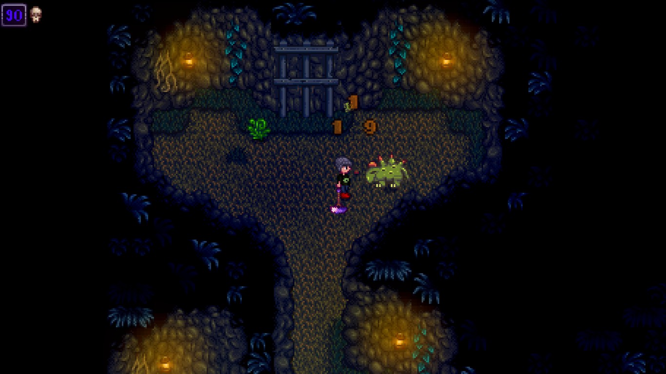 A screenshot of the player fighting a Pepper Rex,