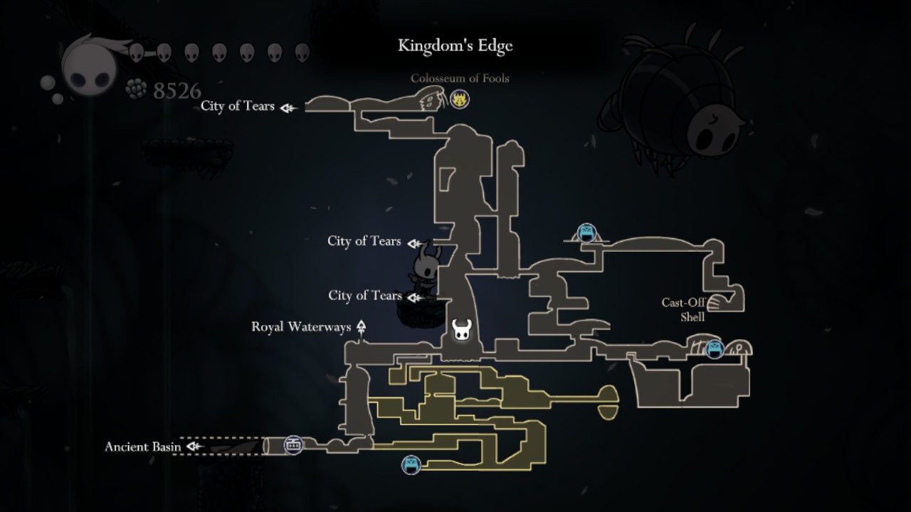 A screenshot showing where to find one of the Grimmkin's Masters in Hollow Knight