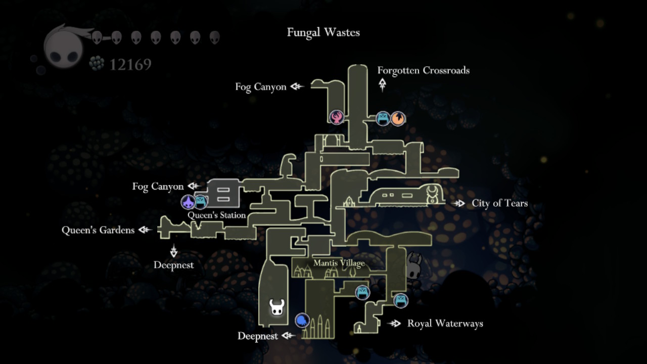 A screenshot showing where to find one of the Grimmkin Nightmares in Hollow Knight