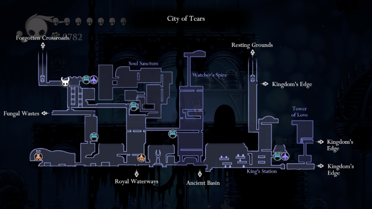 A screenshot showing the third location of the Grimmkin's Novices in Hollow Knight