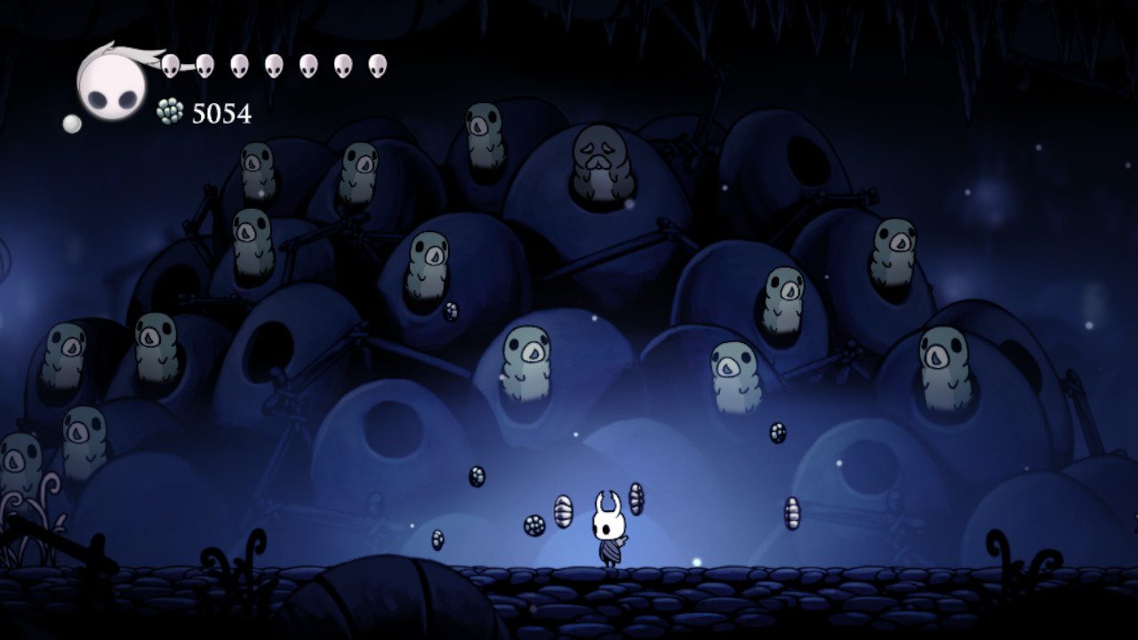 A screenshot of the location of a pale ore in Hollow Knight