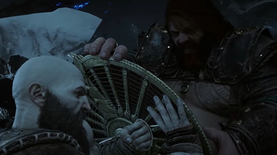 A screenshot showing Thor battling Kratos in God of War: Ragnarok