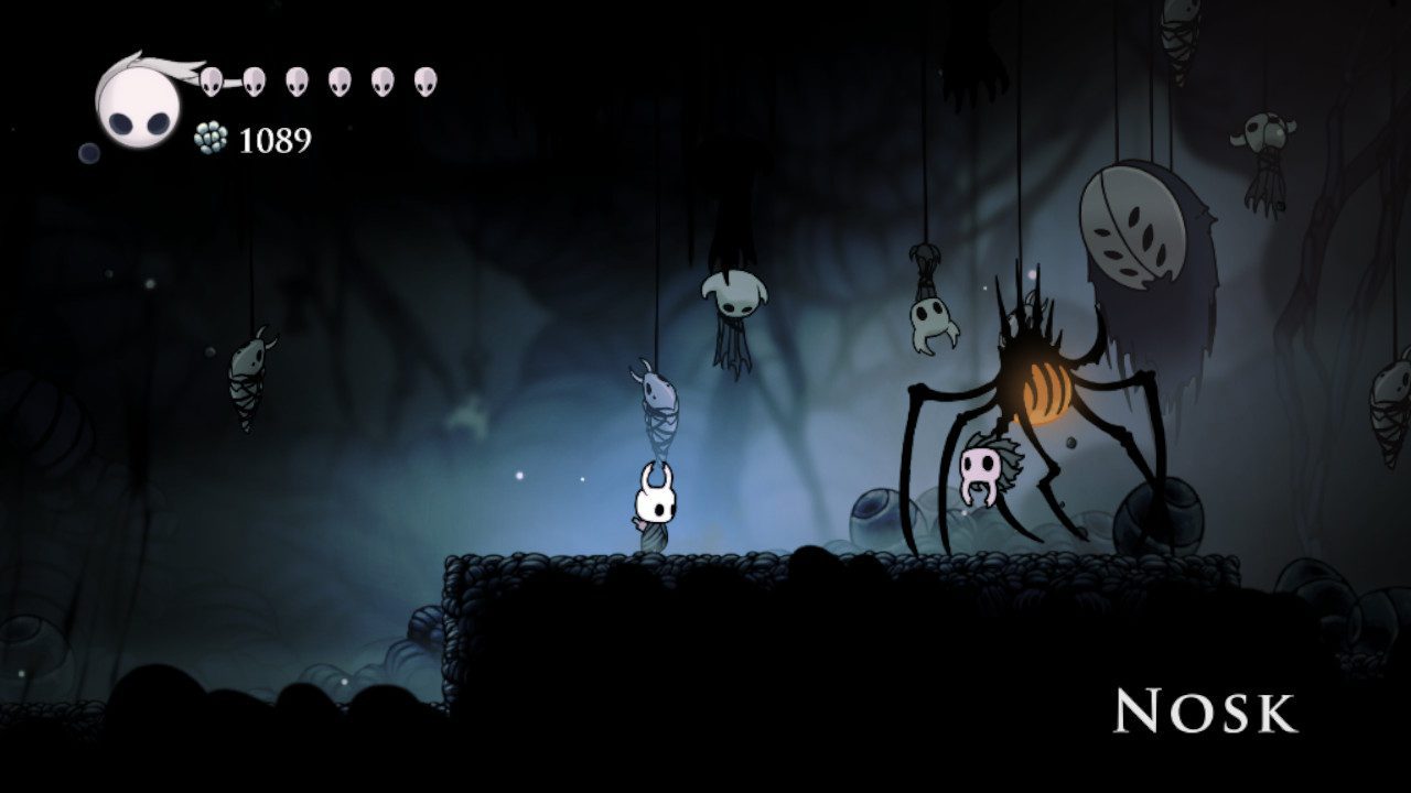 A screenshot of Nosk in Hollow Knight