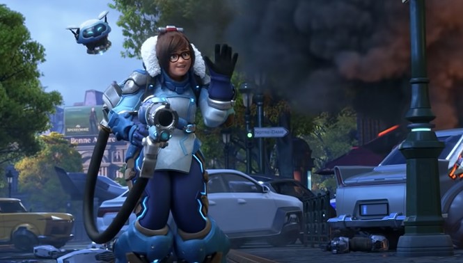 Still of Mei and Snowball in the Overwatch 2 Cinematic