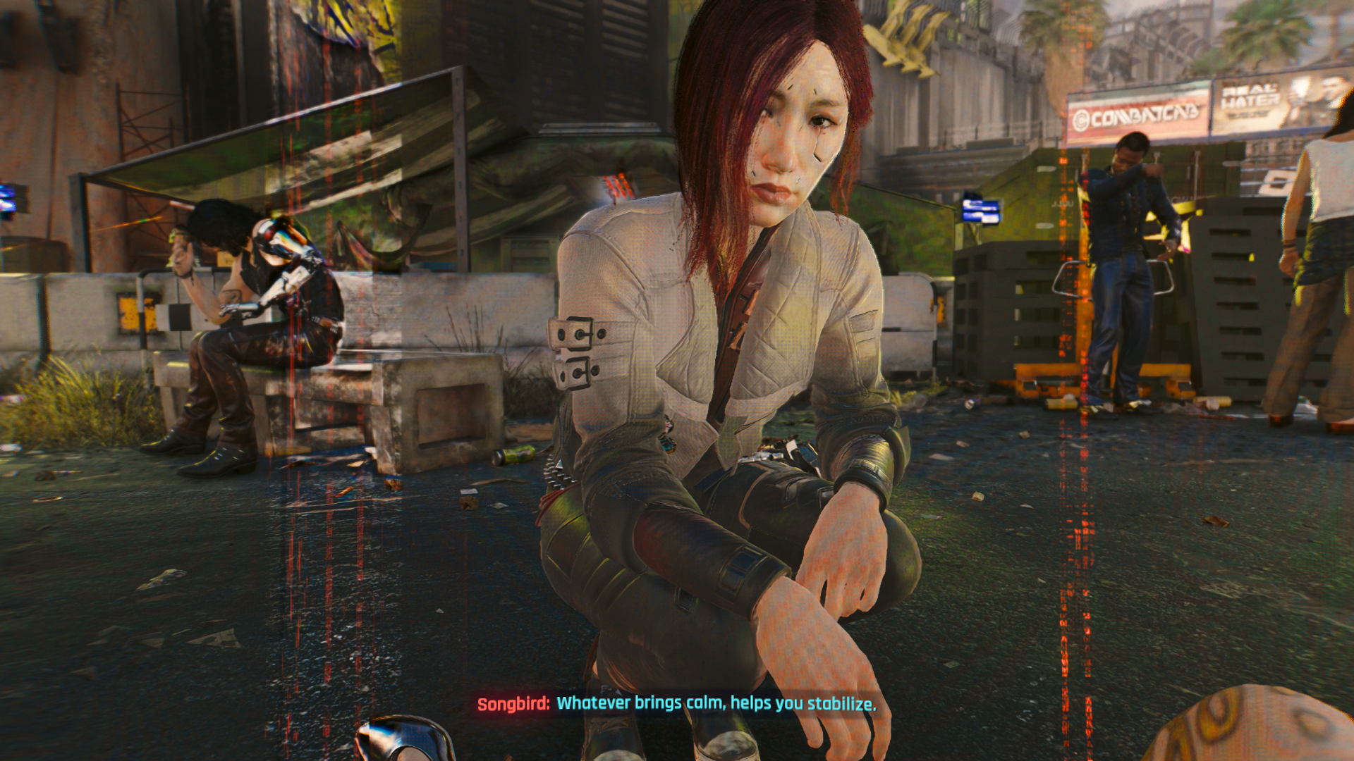 A screenshot of Songbird in Cyberpunk 2077
