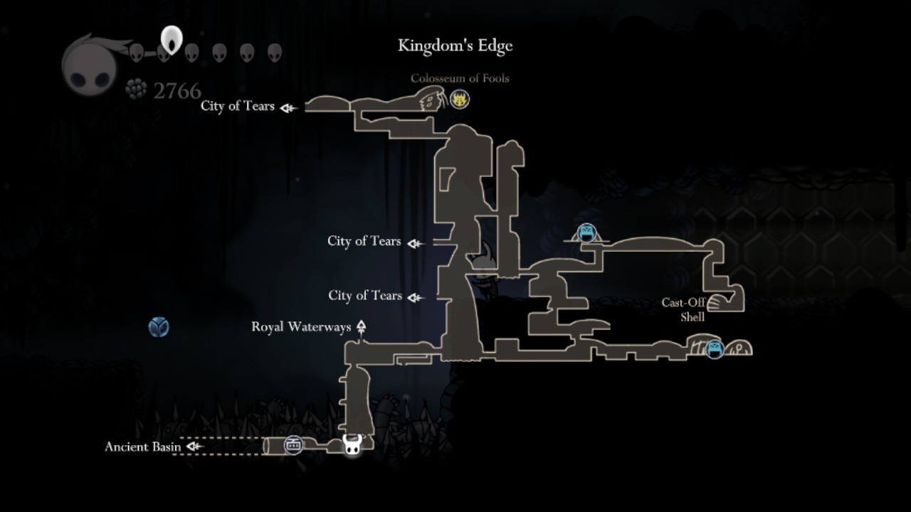 A screenshot of the path to the hive in Hollow Knight