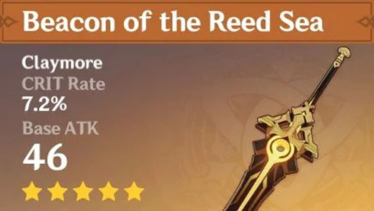 A screenshot showing the Beacon of the Reed Sea claymore