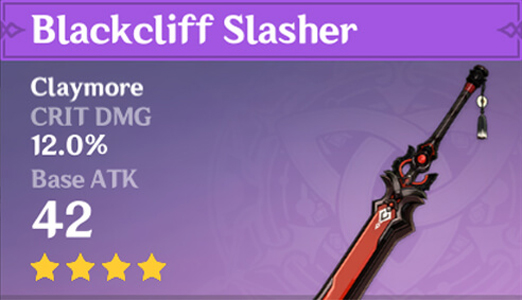 A screenshot showing the Blackcliff Slasher claymore