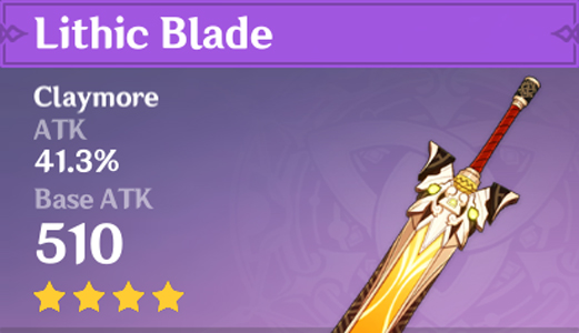 A screenshot showing the Lithic Blade claymore