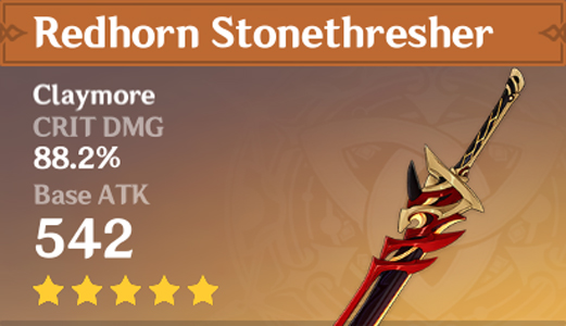 A screenshot of the Redhorn Stonethresher claymore