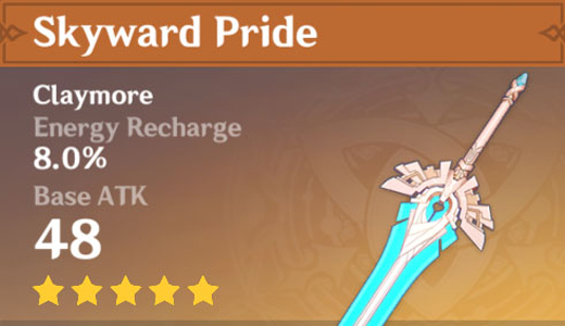 A screenshot showing the Skyward Pride claymore