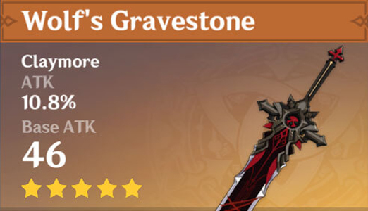 A screenshot of the Wolf's Gravestone claymore 