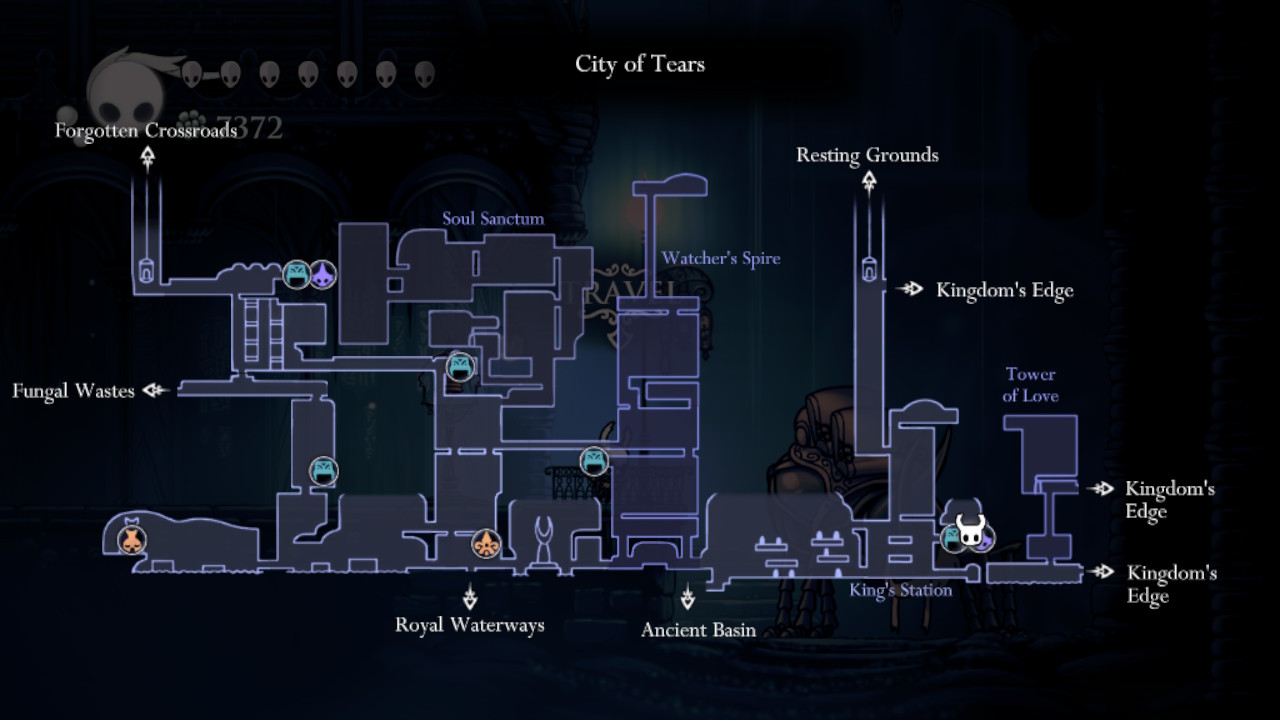 Screenshot of the map of the City of Tears with the location of the King's Station Stag Station pinned.