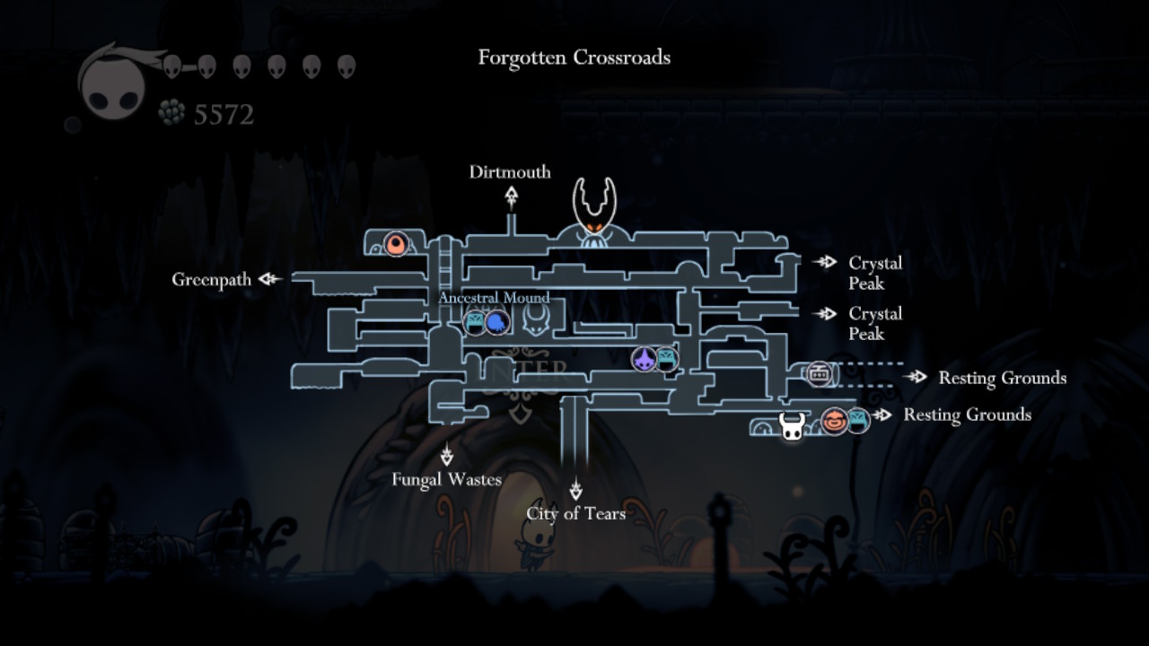 Screenshot of the map of the Forgotten Crossroads with the location of where Sly is initially found. 