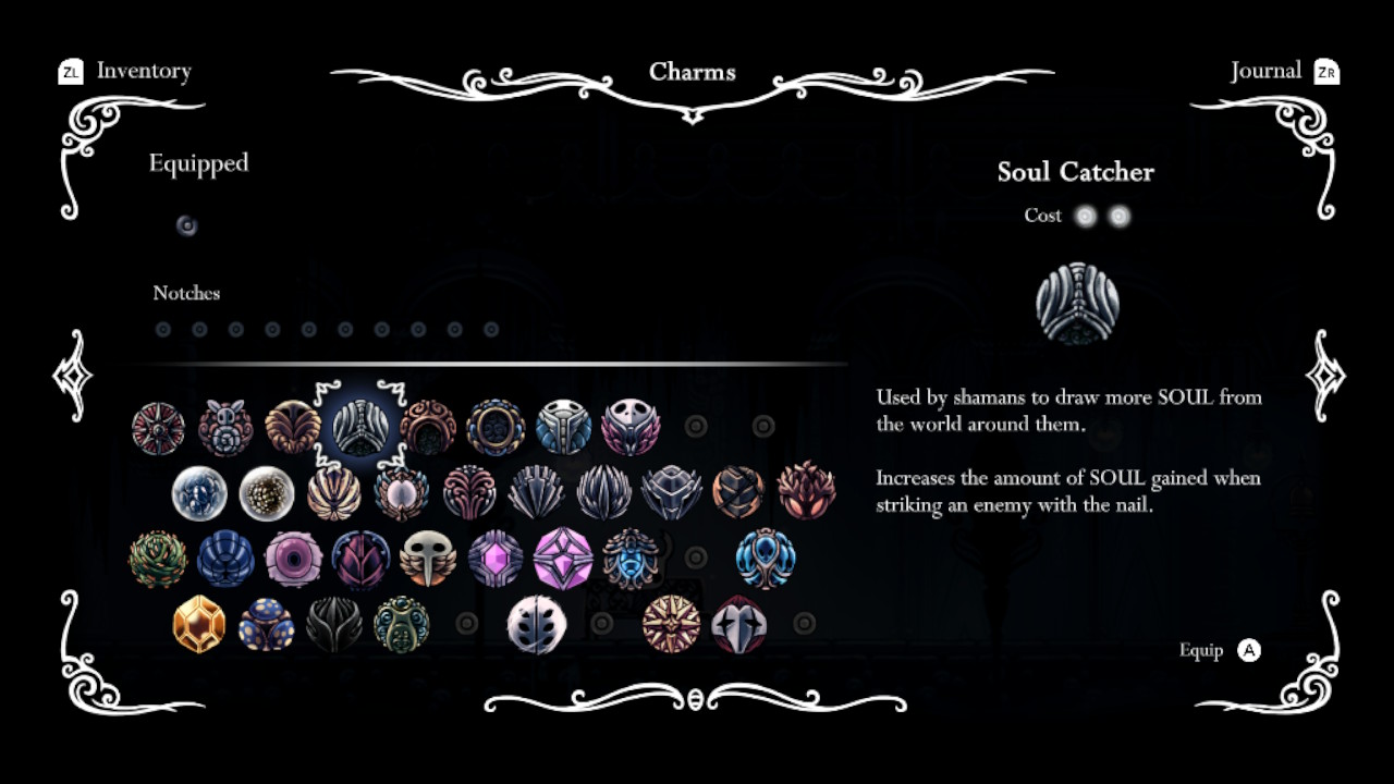 A screenshot of the Soul Catcher Charm in the Charms screen.