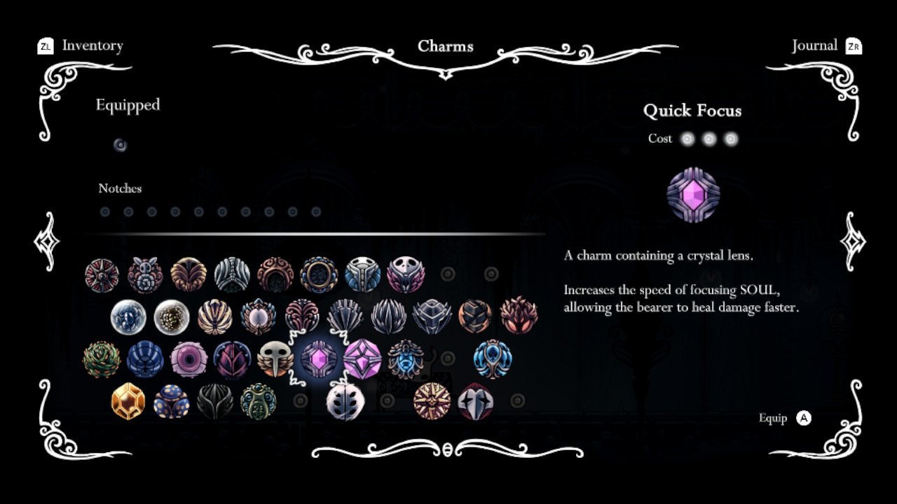 A screenshot of the Quick Focus Charm in the Charms screen.