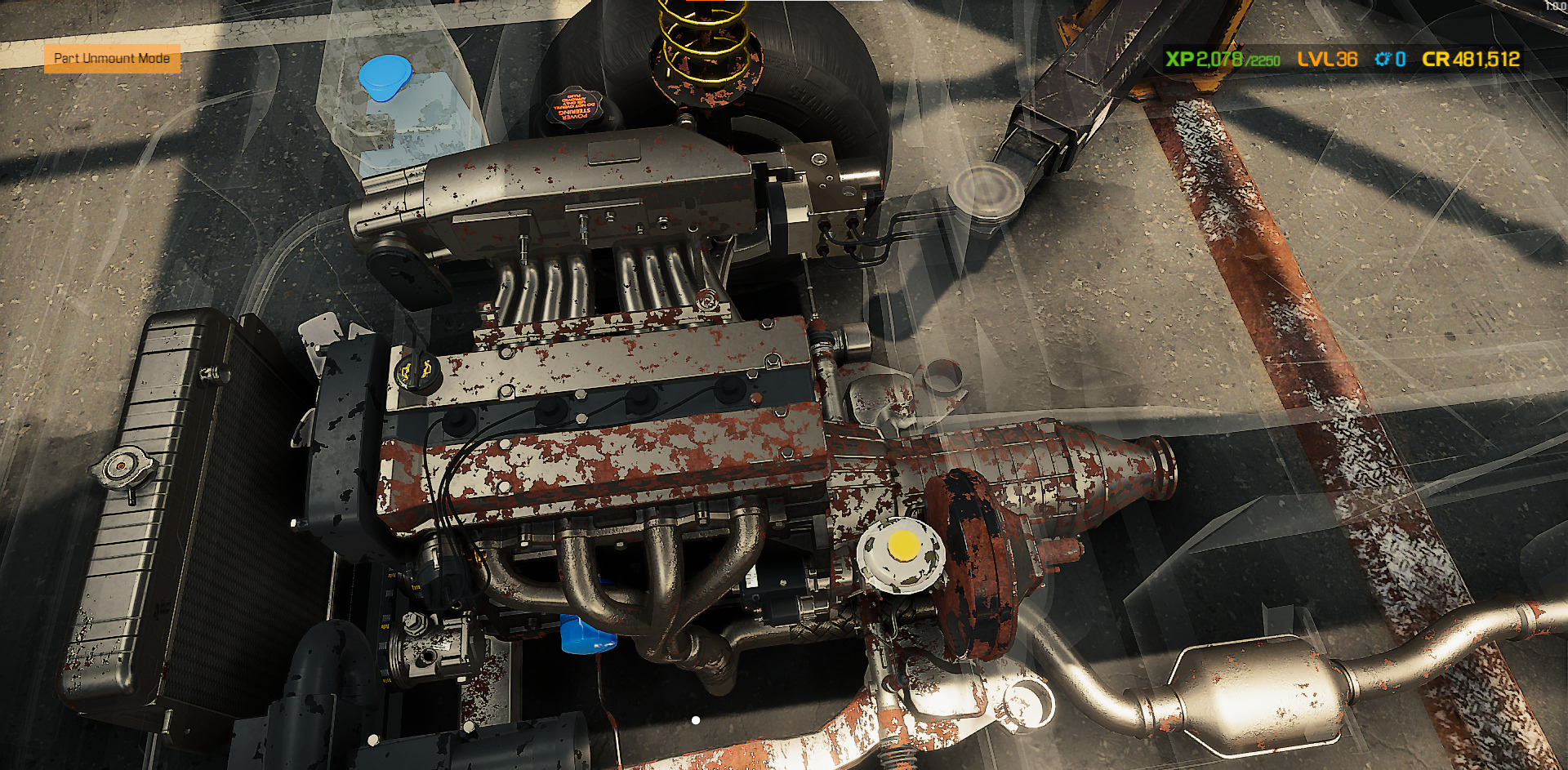 A screenshot showing the player focusing on the engine again in Car Mechanic Simulator