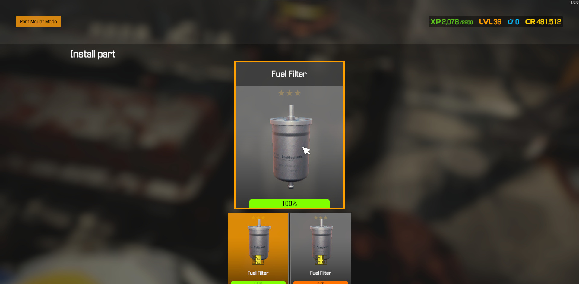 Find the new fuel filter and install it to your car in Car Mechanic Simulator. 