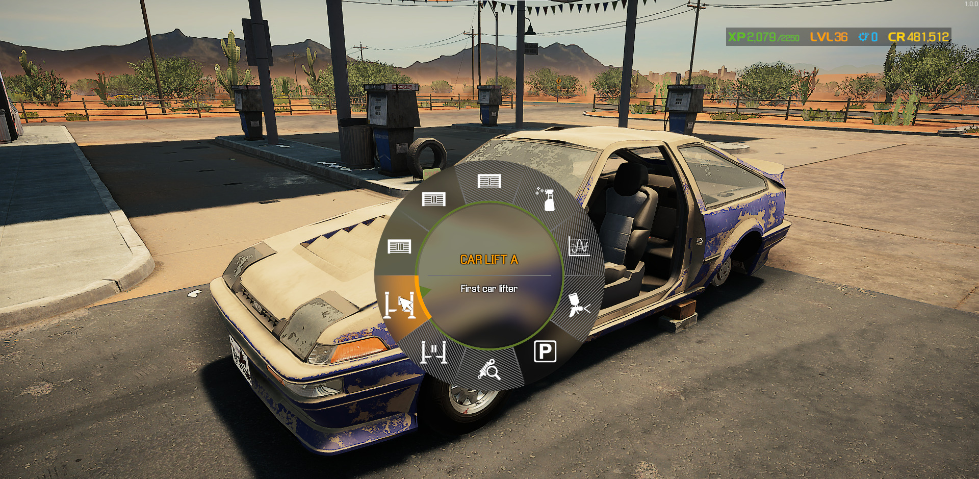 A screenshot showing the Car Lift A command in Car Mechanic Simulator