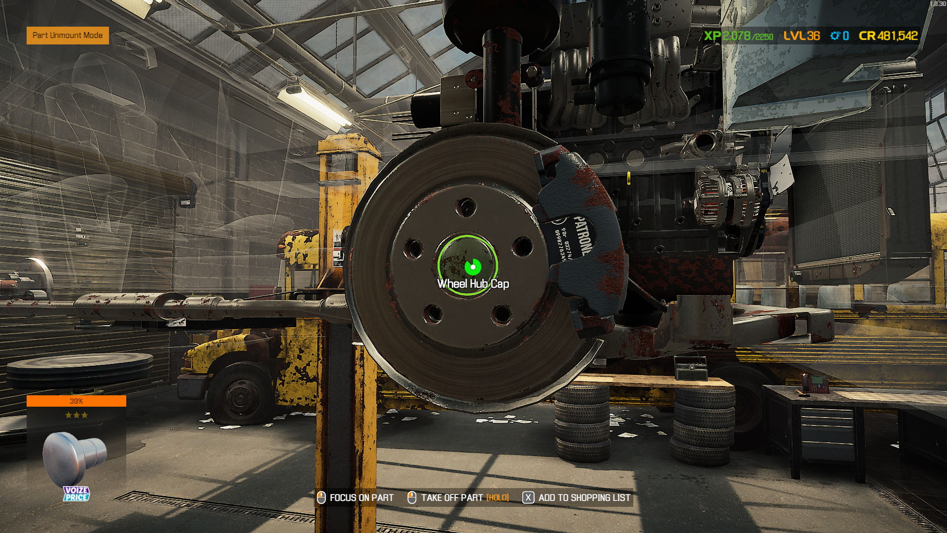 Remove the Wheel Hub Cap to access all the brake components in Car Mechanic Simulator. 