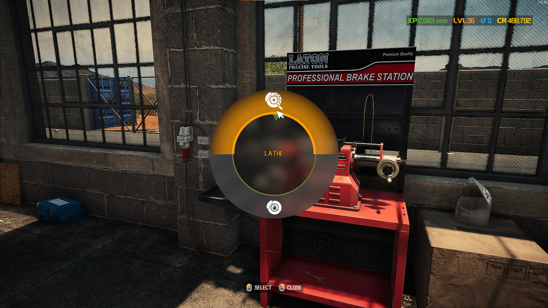 After selecting the Brake Lathe station, select the Lathe option in Car Mechanic Simulator