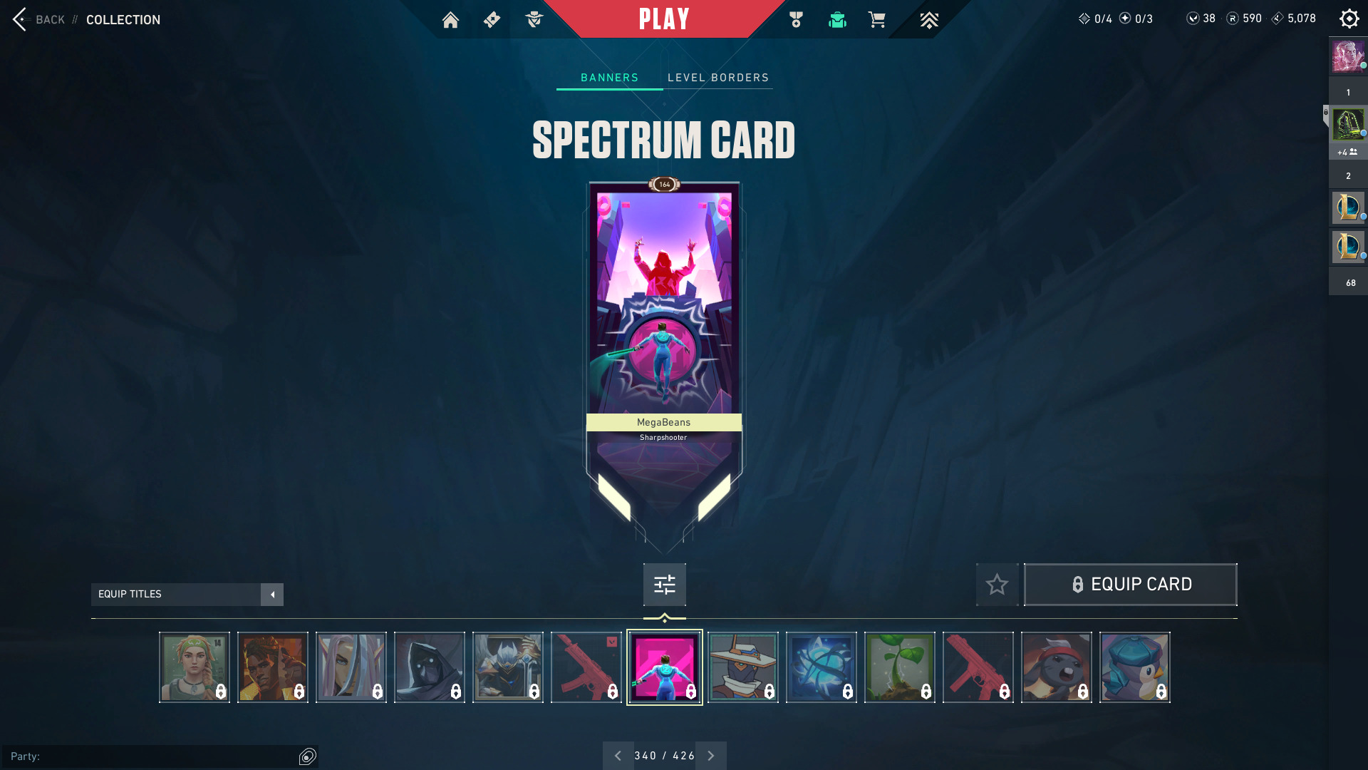 You can get a Spectrum Card from the Zedd Skin bundle in Valorant. 