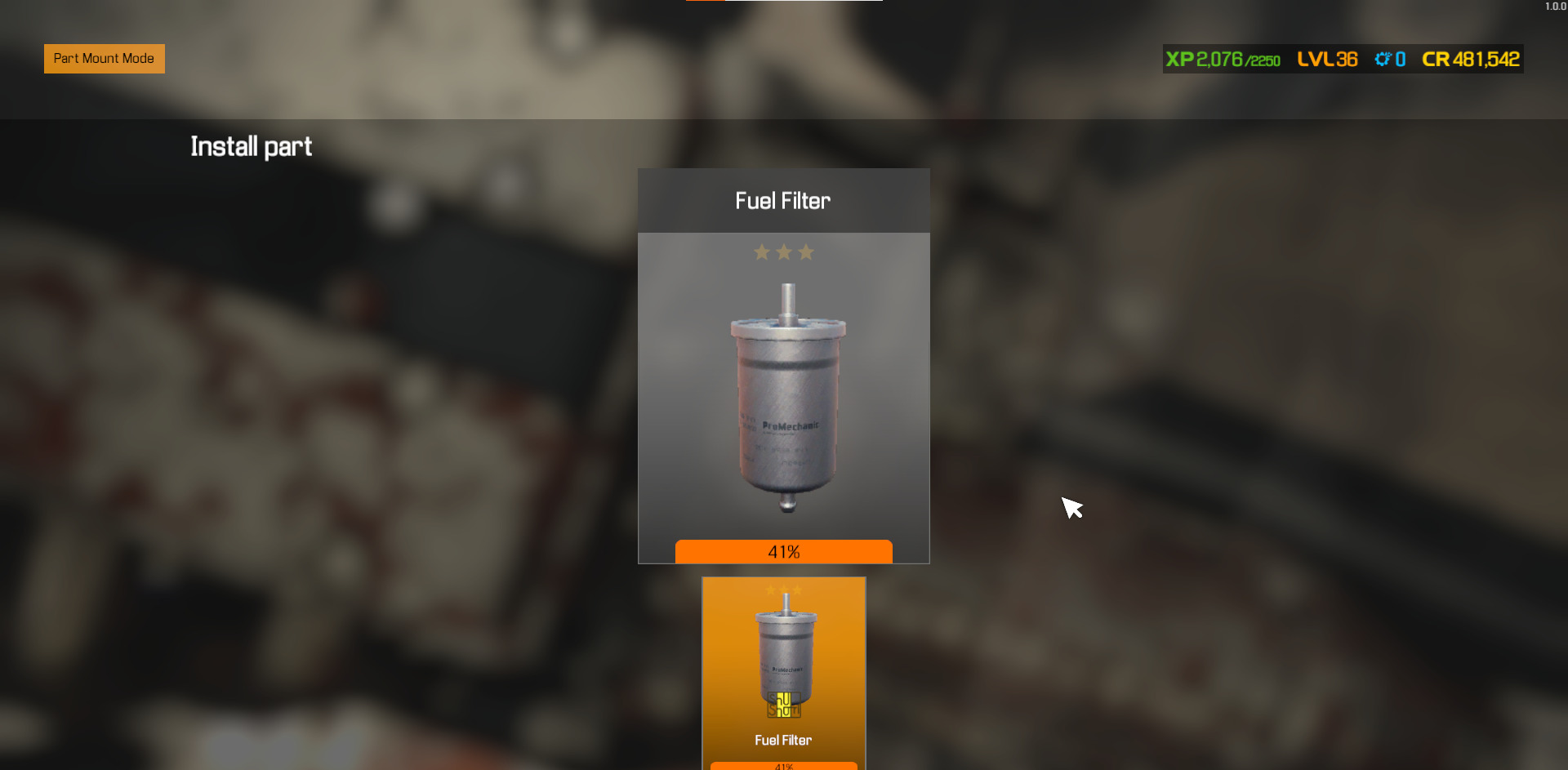 There is only one type of fuel filter in Car Mechanic Simulator. 