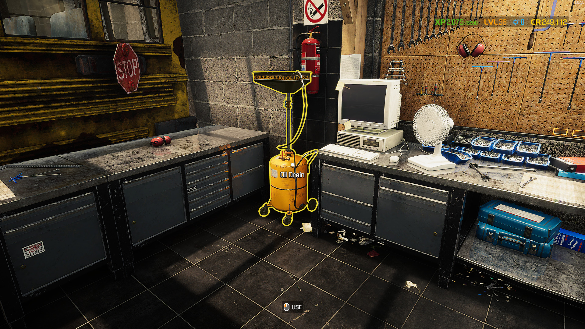A screenshot showing where you can find the Oil Drain tool in Car Mechanic Simulator