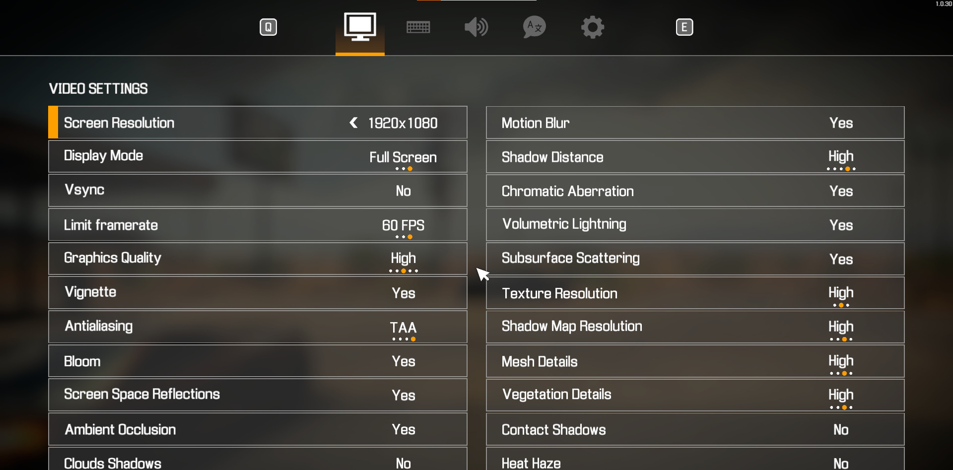 A screenshot of the settings menu in Car Mechanic Simulator