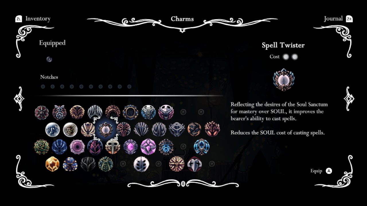 A screenshot of the Spell Twister Charm in the Charms screen.