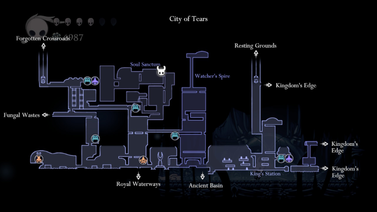 A screenshot of the map with the location of the Spell Twister Charm pinned.