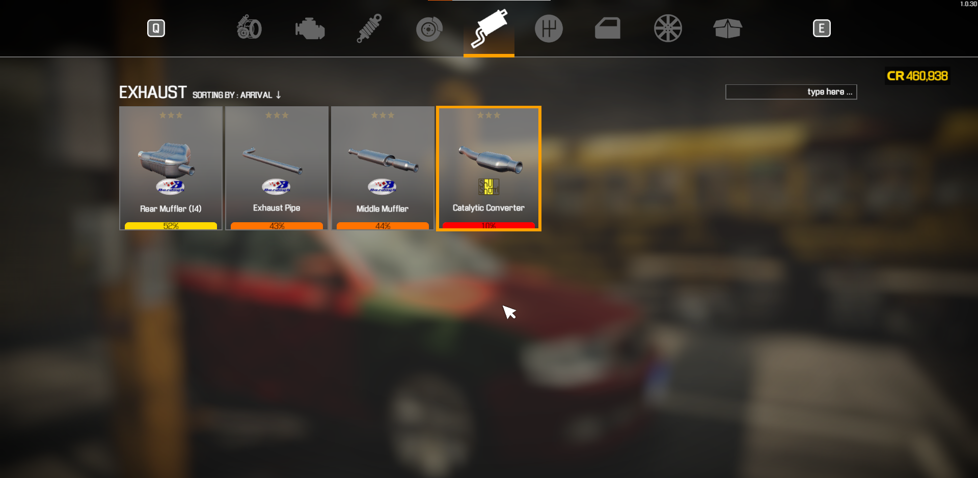 Exhaust components with less than 15% condition can cause the loud when accelerating issue in Car Mechanic Simulator. 