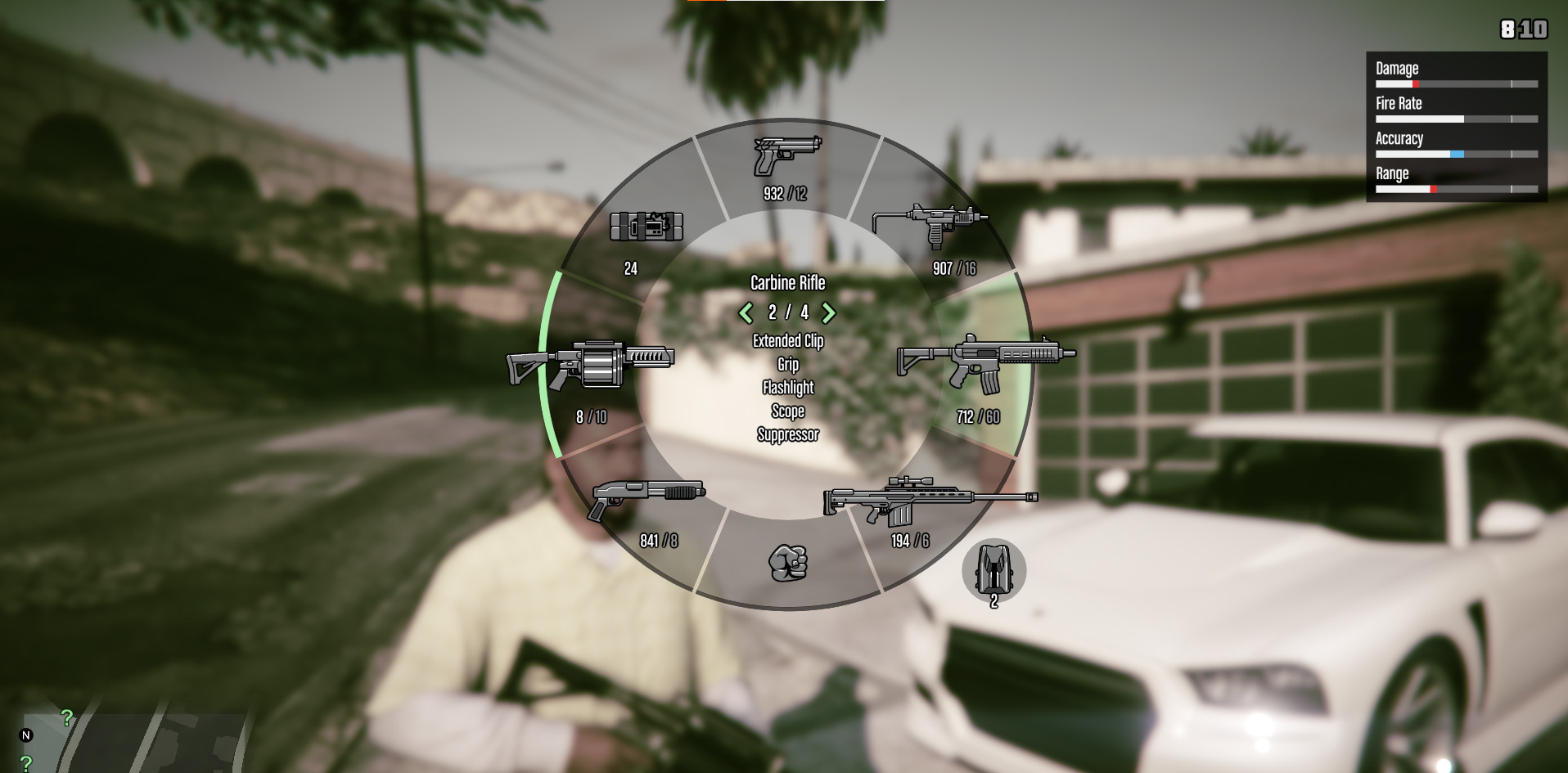 A screenshot showing the weapon wheel in GTA 5