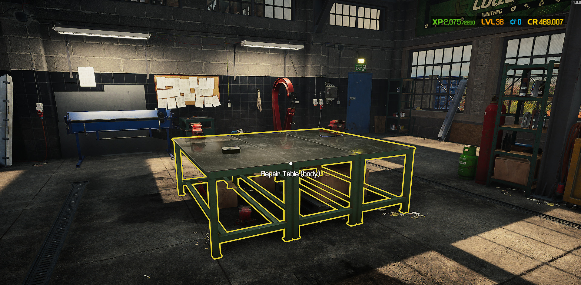 A screenshot showing where you can find the Repair Table in Car Mechanic Simulator