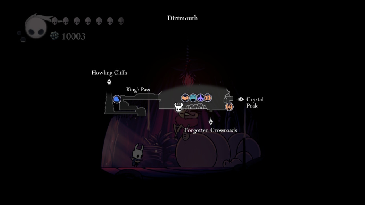 A screenshot of the map in Hollow Knight showing Divine's location