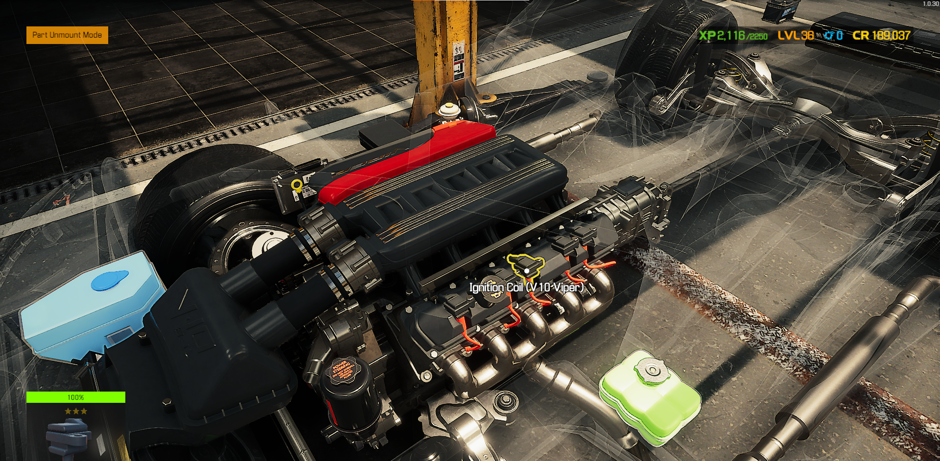 A screenshot of one of the Ignition Coils of a Dodge Viper V10 engine in Car Mechanic Simulator. 