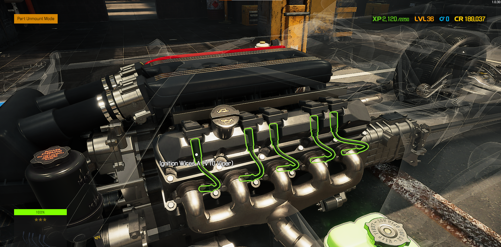 Screenshot of a Dodge Viper V10 engine's Ignition Wires. 
