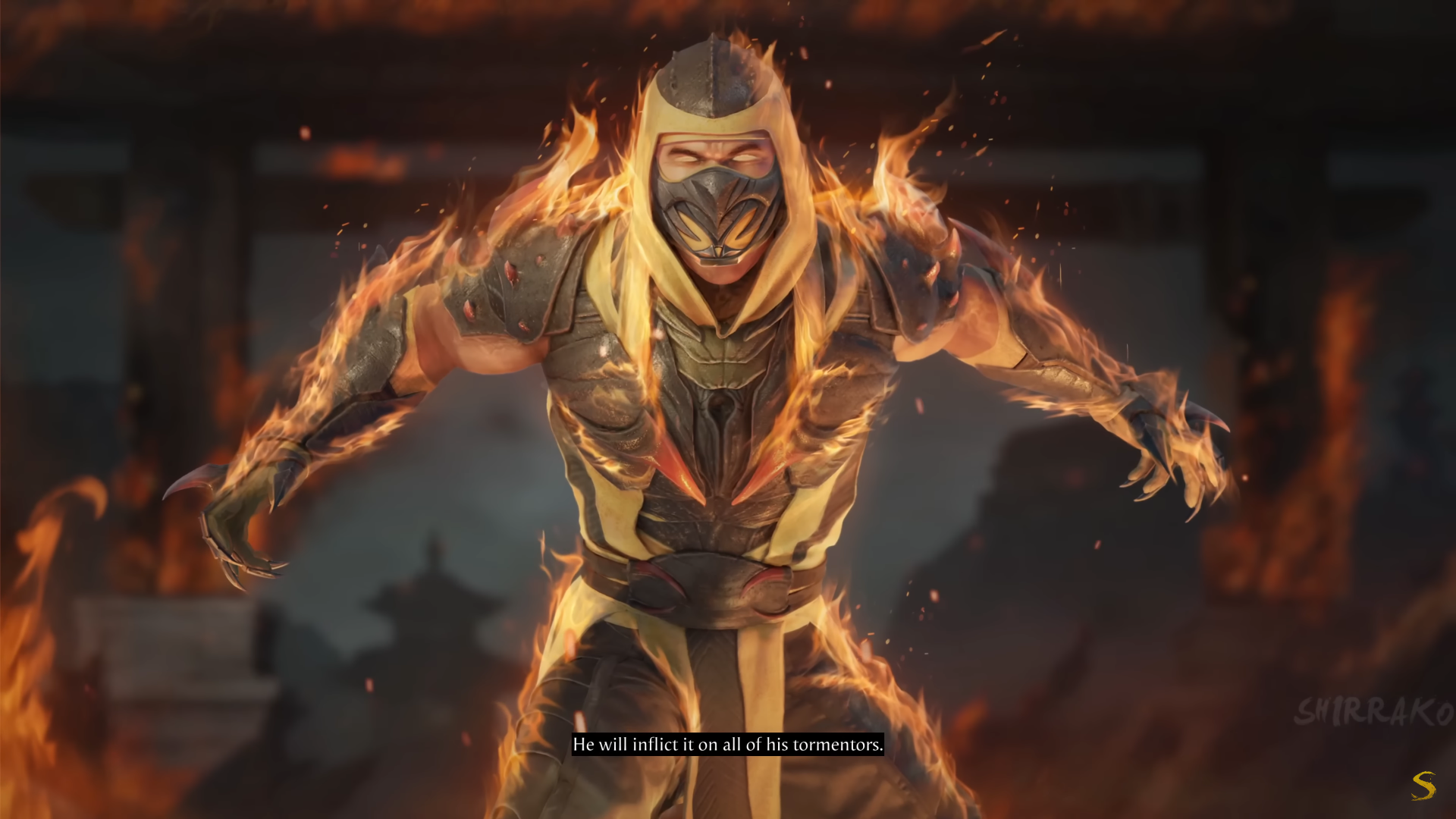 A screenshot of Hellfire Scorpion boss in Mortal Kombat 1 Invasion Mode. 