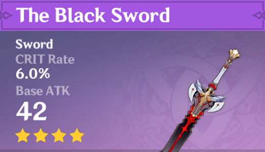 A screenshot of The Black Sword in Genshin Impact