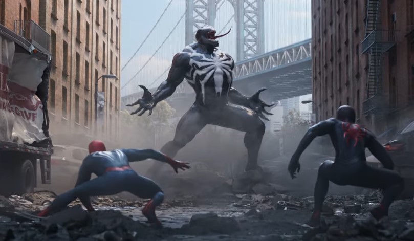 Venom takes on Miles and Peter in promo image for Spider-Man 2