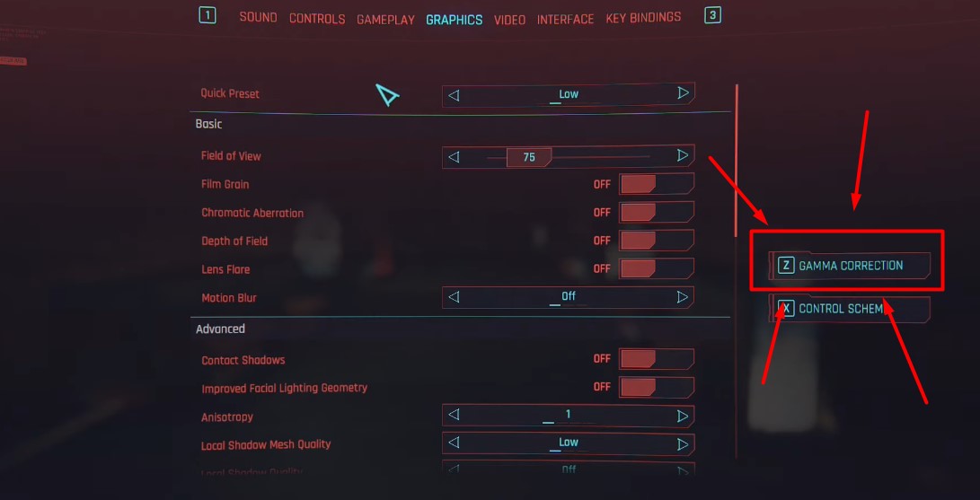 the Graphics Menu for Cyberpunk 2077