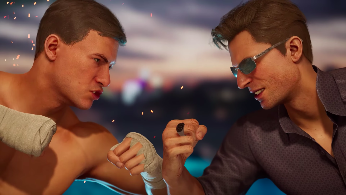 A screenshot of two Johnny Cages facing off.