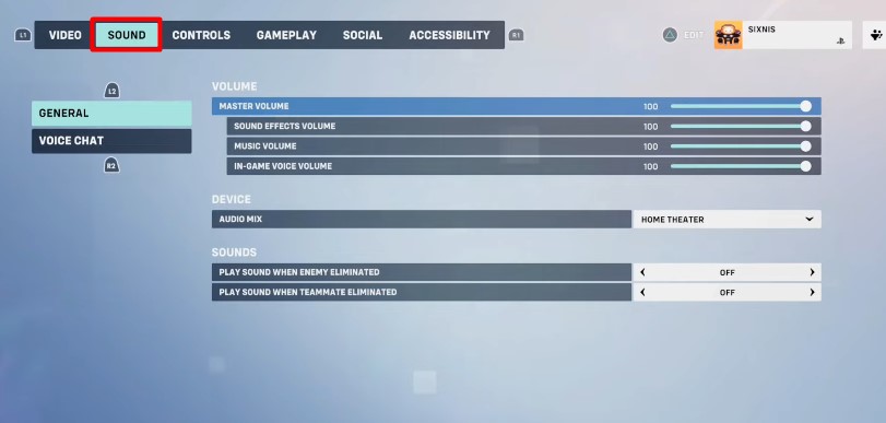 The Sound Menu in Overwatch 2