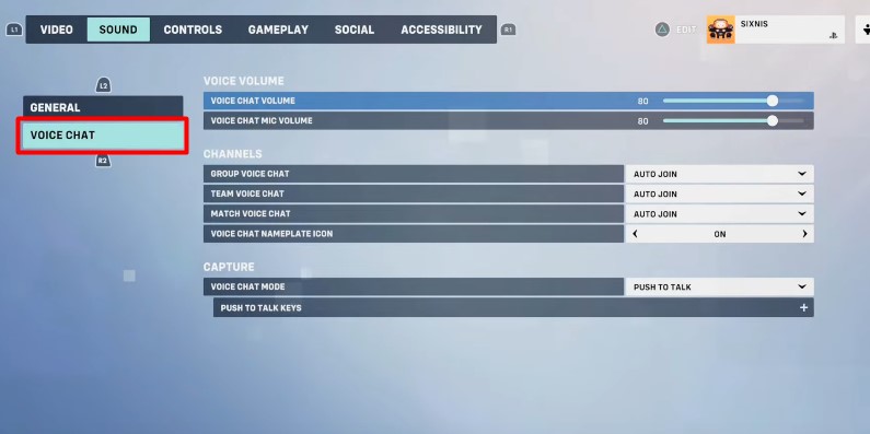 The Voice Chat Menu in Overwatch 2