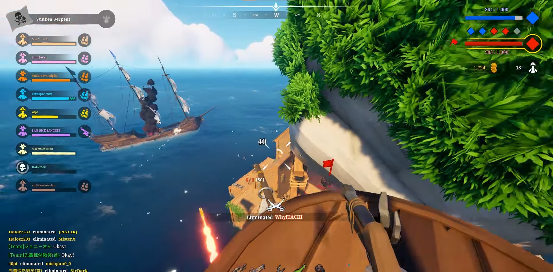 A screenshot of Blazing Sails gunplay.